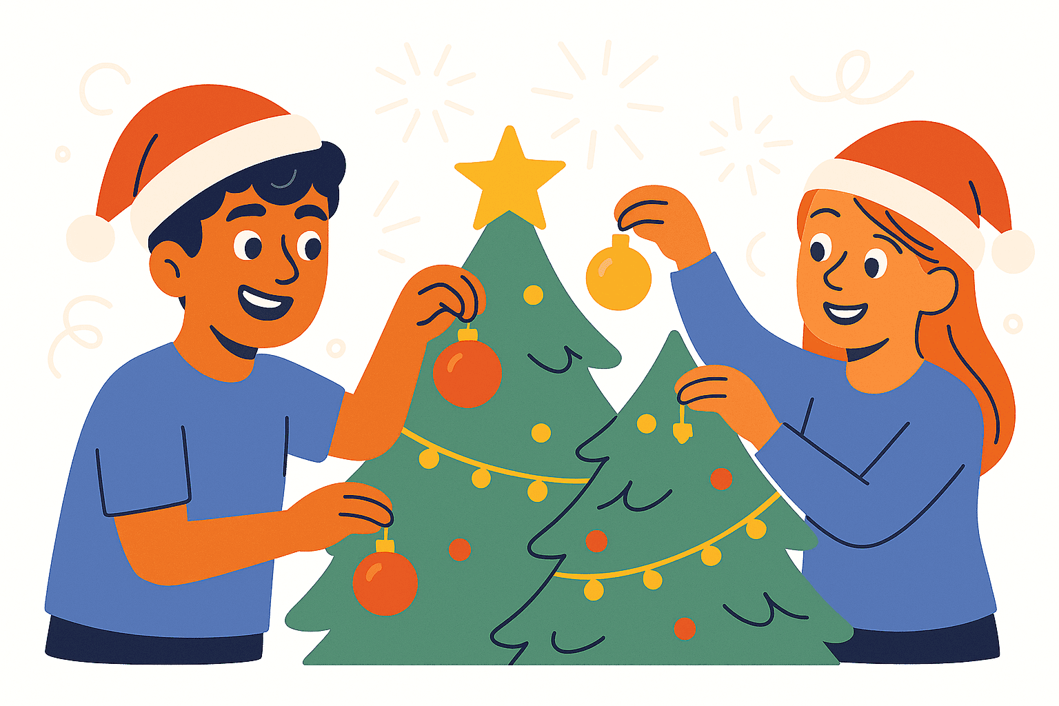 decorating xmas tree